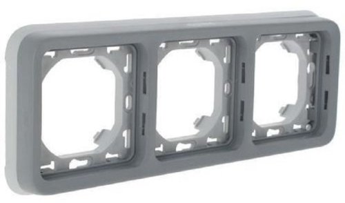 Рамка горизонтальная Legrand Plexo 3-м. с суппортом IP55 серый картинка